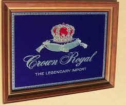 Patterns will affect the entire item. Crown Royal Canadian Whiskey Classic Reflective Glass Bar Mirror