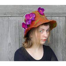 Felted Unique Hat Designer Hat Boho Fashion Wool Hat Winter 65 Liked On Polyvore Featuring Accessories Hats Unique Hats Hat Designs Boho Chic Hats