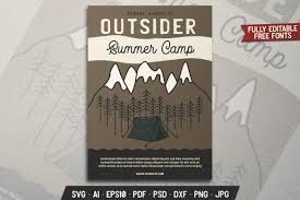 Just add your own letters and make your custom banner today! Summer Camping Flyer Svg Template Vintage Adventure Card Dxf 845923 Card And Invites Design Bundles