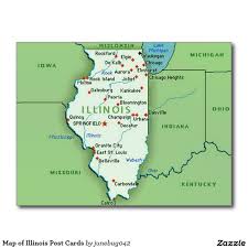 Map Of Illinois Post Cards Zazzle Com In 2020 Illinois Bloomington Illinois Springfield Illinois