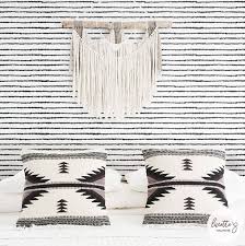 Black And White Stripe Peel And Stick Wallpaper Stripe Boho Chic Wallpaper Bohemian Wall Hanging Removable Etsy Boho Wallpaper Bohemian Wallpaper Chic Wallpaper
