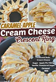 Caramel Apple Cream Cheese Crescent Ring Is So Easy To Make And Incredibly Fun To Serve Crescent Apple Cream Cheese Apple Cream Crescent Roll Recipes Dessert