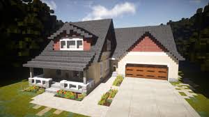 Front View With Small Garage Door Detailing Minecraft Minecraft Easy Minecraft Houses Minecraft Beach House Minecraft Bedroom