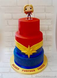 Perfect for serving cake and sweet treats at your avengers party. My Captain Marvel Birthday Cake She Who Bakes Marvel Birthday Cake Marvel Cake Marvel Birthday Party