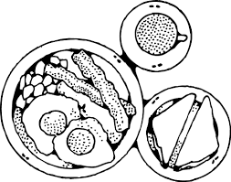 Now you and your kids can color it! February Coloring Pages And Sheets Traditional British Breakfast British Breakfast Color Drawing Art