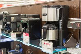 The day finally came when we saw indestructible machines inhabit the earth to forever keep us company. Moscow Russia February 02 2016 Coffee Machine In Eldorado It Is Large Chain Stores Selling Electronics Stock Photo Picture And Royalty Free Image Image 52168243