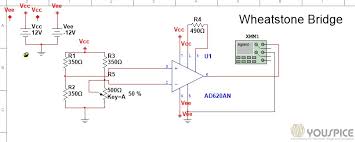 Wheatstone Bridge With High Accuracy Instrumentation Amplifier Youspice