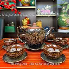 Bộ Ấm Tử Sa Chén Đại Mã Não Viền Vàng - NNƯT Vương Mạnh Tuấn