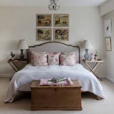 Country Style Bedroom With Tray Table Bedside Alternatives And Floral Cushions Ideal Home In 2020 Country Bedroom Design Country Style Bedroom Country Bedroom