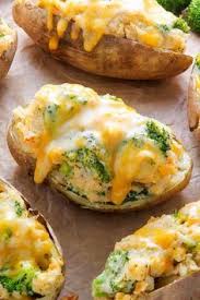 Broccoli And Cheddar Twice Baked Potatoes Baker By Nature Recipe Full Meal Recipes Recipes Food