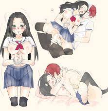 breasts burn scar color digital media (artwork) momo yaoyorozu my  hero academia scar sex shouto todoroki straight 