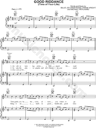 Good riddance (sometimes abbreviated gr) is a punk rock band from santa cruz, california. Green Day Good Riddance Time Of Your Life Sheet Music In G Major Transposable Download Print Sku Mn0026871