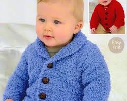 Easy Knit Jacket Cardigan V & Shawl Neck Boys Girls 16