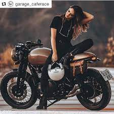 repost garage caferace get repost triumph thruxton 900 cafe racer by dream machines 女性向けバイク オートバイの服装 カフェレーサーの女の子