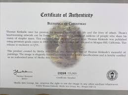 This is used when a buyer purchases the. Limited Edition Thomas Kinkade Fine Art Reproduction Print With Certificate Of Authenticity Blessings Of Christmas