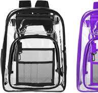 Paquete de 2/2 mochilas transparentes a granel para estudiantes  (negro/morado) con llavero letra L, incluye mochila para estadio, Letra D  Shain negra ...