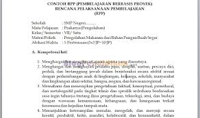 § dengan merujuk pada silabus, rpp, dan bahan ajar, menyampaikan butir karakter yang hendak. Contoh Rpp Berbasis Proyek Untuk Smp Dan Sma Blog Pendidikan