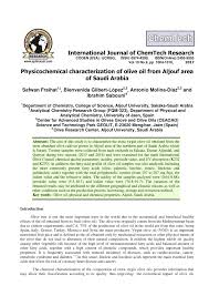 Pdf Physicochemical Characterization Of Olive Oil From Aljouf Area Of Saudi Arabia
