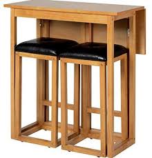 Wooden Folding Breakfast Kitchen Bar Table With 2 Padded Seats Stools Chairs Modern Home Oak Wood Furniture Sp Bar Table Breakfast Bar Table Kitchen Bar Table