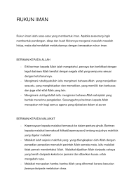 Keyakinan ini dikuatkan dengan pengakuan lisan dan disempurnakan dengan kepatuhan kepada suruhan dan larangan allah. Rukun Iman