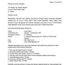 Contoh surat lamaran kerja menjadi guru. Contoh Surat Lamaran Kerja Ke Sekolah Yayasan Kumpulan Contoh Gambar