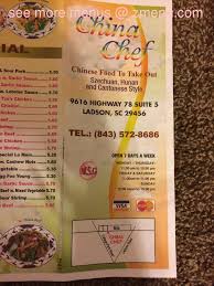 Information shown may not reflect recent changes. Menu At China Chef Restaurant Ladson Us 78