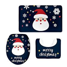Mdesign 2 piece plastic bathroom set, bowl brush and trash can. Christmas Home Decor Bath Rug Set Non Slip Lid Mat Toilet Cover Set 3 Piece Bath Rug Bath Rugs Sets Bathroom Rug Sets