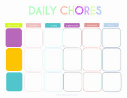 Daily Chore Chart Template Elegant Printable Charts For