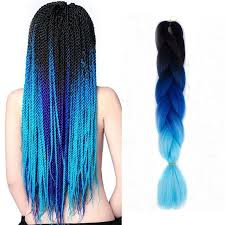 Ombre Black And Blue Braids 1 Pcs 24 Jumbo Braids Hair Ombre Black Blue Synthetic Braiding Hair Extensions Braids With Extensions Braided Hairstyles Hair Styles