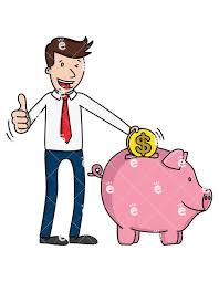 Business Man Saving Money In Piggy Bank Cartoon Clipart Vector Friendlystock Cartoon Clip Art Character Drawing Free Vector Illustration