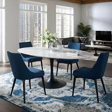 Lippa 78 Oval Wood Dining Table In Black White Lifestyle In 2020 Dining Table Marble Modern Round Dining Room Round Dining Room
