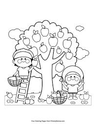 Download Children Picking Apples Coloring Page Free Printable Pdf From Primarygames