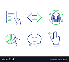 pie chart teamwork and document icons set smile