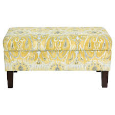 Skyline Bedroom Patterned Storage Bench Skyline Furniture Alessandra Lemon Bedroomfurniturebe With Images Storage Bench Bedroom Upholstered Storage Bench Storage Bench