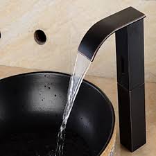 Oil Rubbed Bronze Touchless Sensor Waterfall Automatic Bathroom Sink Vessel Faucet Faucetsuperdeal Com Bathroom Sink Taps Faucet Touchless Kitchen Faucet