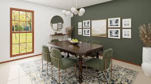 Blue green painted room inspiration architectural digest. Get Inspiration From Rich Olive Green A Contemporary Dining Room Design By Spacejoy