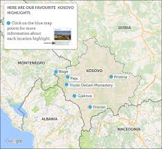 Large location map of kosovo. Kosovo Travel Guide