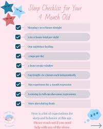 4 Month Old Sleep Struggles? Save this post! Here's a checklist of  expectations for sleep and behavior at this age: ✓ Sleeping 7 to 10 hours  straight ✓11 to 12 hours total