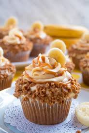 Banana Caramel Cupcakes With Caramel Cream Cheese Frosting Frosting Recipes Cupcake Recipes Caramel Cupcakes