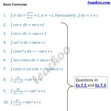 Integration Formulas Trig Definite Integrals Class 12 Pdf