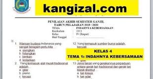 Soal Uas Pas Pat Ukk Kelas 4 Tema 1 Kurikulum 2013 Terbaru 2019 2020 Kang Izal Blog