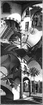 The Art Of The Impossible Mc Escher And Me High And Low M C Escher Wikiart Org Escher Art Art History Lessons Art History Memes