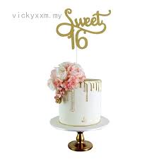 Modern abstract texture with sweet desserts. Sweet 16 Cake Topper 16th Birthday Party Decoration Anniversary Supplies Shopee Malaysia