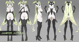 1girls antennae areola areolae ass back back view belly button  big breasts black sclera breasts butt egocider exoskeleton female fluffy  four arms front view green eyes indie virtual youtuber