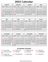2022 calendar with us holidays free printable calendar com