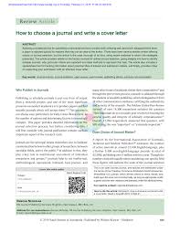 Pdf How To Choose A Journal And Write A Cover Letter