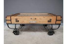 Is a transitional piece blending a rich wood finish with industrial metallic accents. Industrial Coffee Table On Wheels Tang Co Home