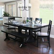We Furniture 6 Piece Black Solid Wood Dining Set Black Dining Room Table Black Dining Room Dining Room Sets