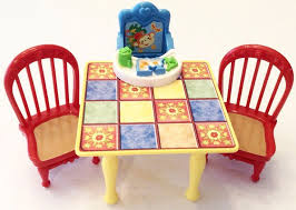 Fisher Price Loving Family Dollhouse Dining Table Chairs Baby Highchair Lot Loving Family Dollhouse Baby High Chair Dining Table Chairs