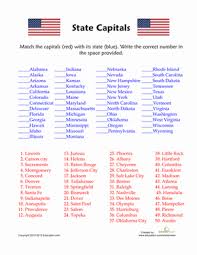 Constitution or were admitted to the union, population and area data, and number of representative(s) in the u.s. 50 States And Capitals Quiz Worksheet Education Com